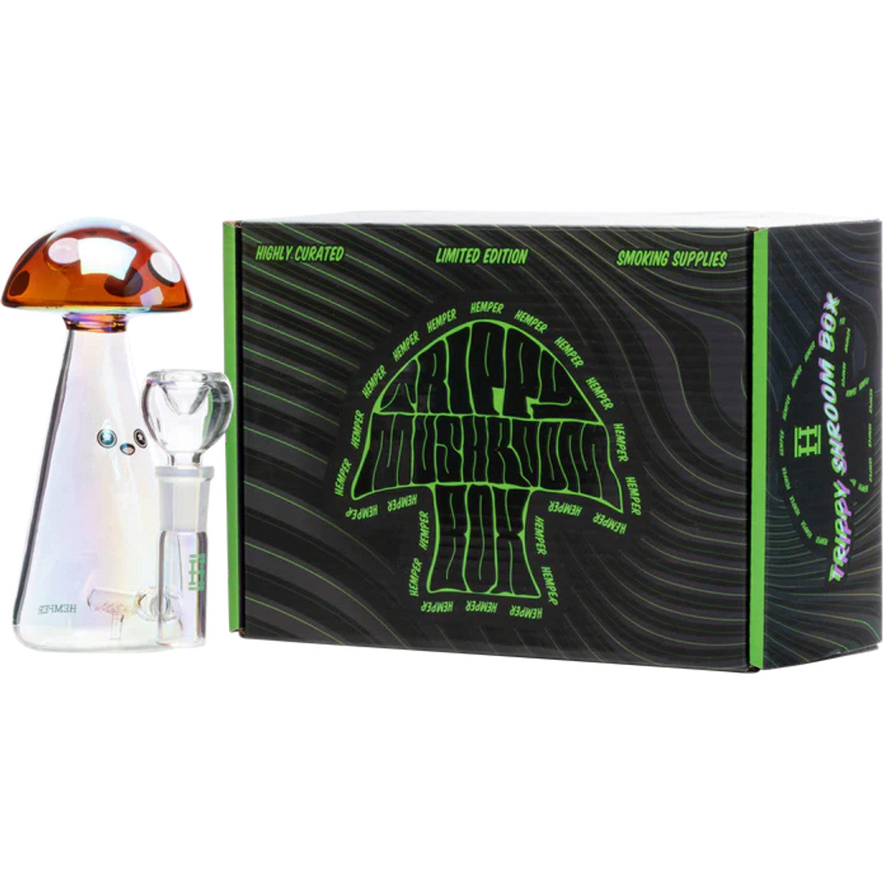 Hemper - Trippy Shroom Water Pipe Box Set - with 14M Bowl - SWED Hemper - Trippy Shroom Water Pipe Box Set - with 14M Bowl - SWED